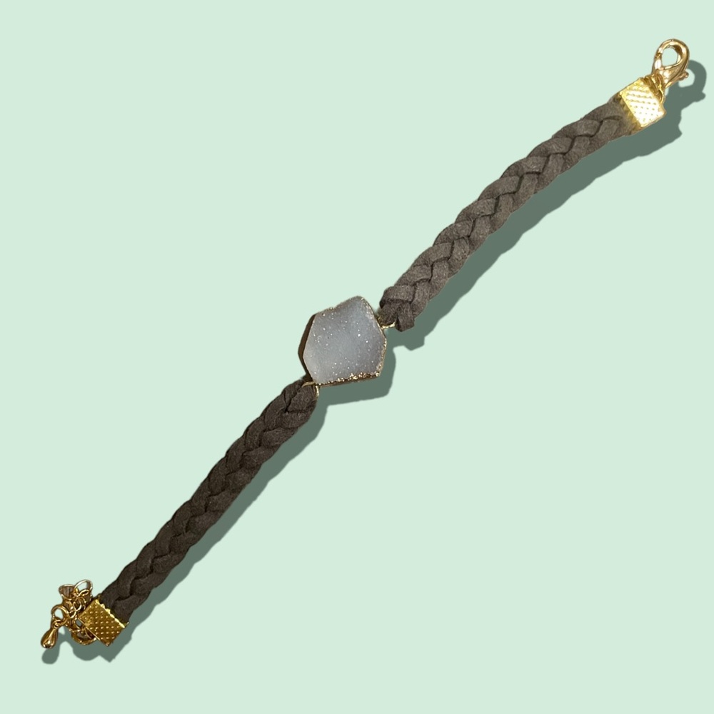 💕 2 for $40💕 genuine druzy and grey suede bracelet